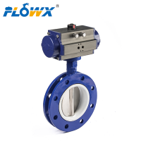 Pneumatic U type flanged butterfly valve