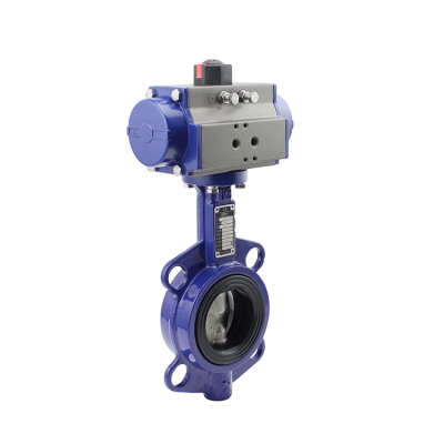 Flowx Cast Ductile Iron  Pneumatic Wafer Butterfly Valve With Stainless Steel Disc